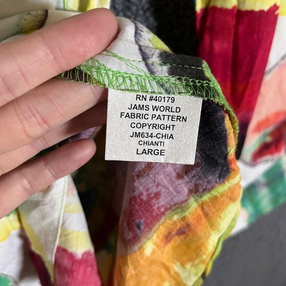 Jams World Colorful Print Hawaiian Button Long Sleeve Shirt - Men's Size L - Picture 5 of 10